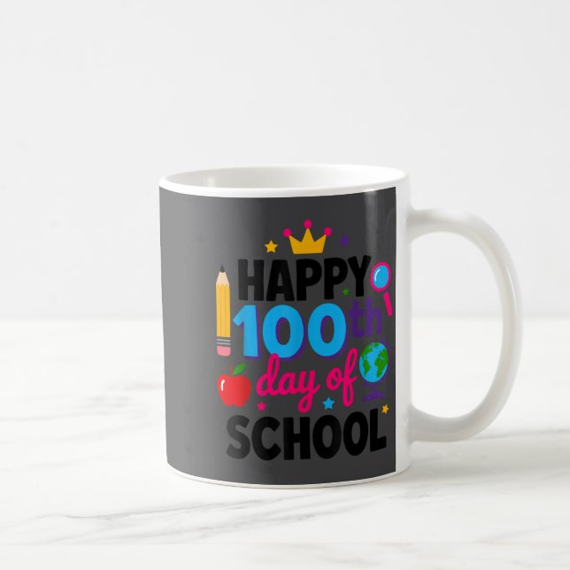 Caneca De Café Happy 100th Day Of School 100 Days Smarter Teacher (Direita)
