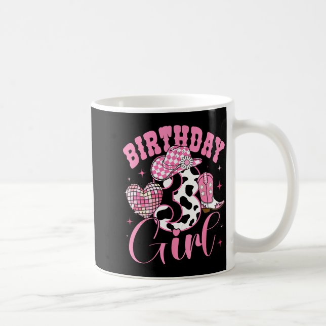Caneca De Café Happy 3rd Birthday Girl Outfit Rodeo Western Cowgi (Direita)
