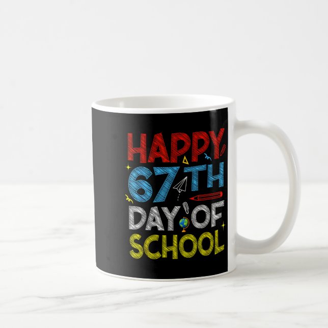 Caneca De Café Happy 67th Day Of School - Funny Students Teachers (Direita)
