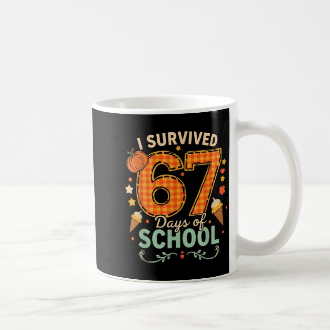 Caneca De Café Happy 67th Day Of School Funny Teacher Thanksgivin (Direita)