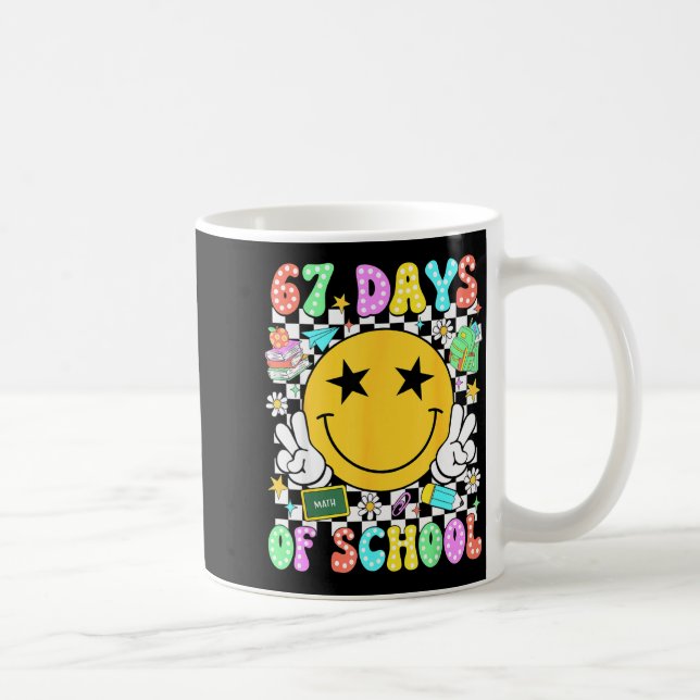 Caneca De Café Happy 67th Day Of School Vibes Smile Face 67 Days  (Direita)