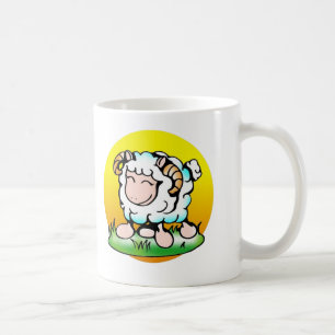 Caneca De Café Happy Aries Ram Cartoon sobre Grass