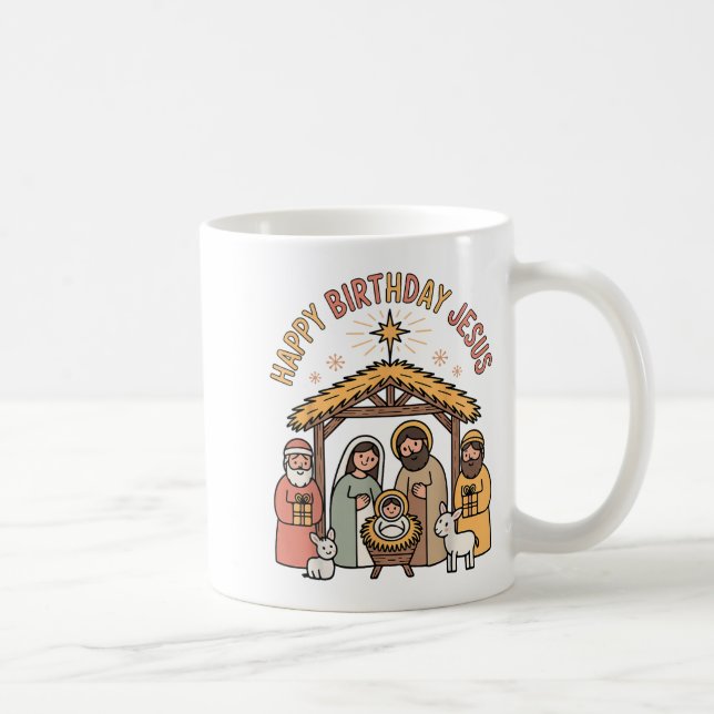 Caneca De Café Happy Birthday Jesus Christmas Christian Outfit To (Direita)