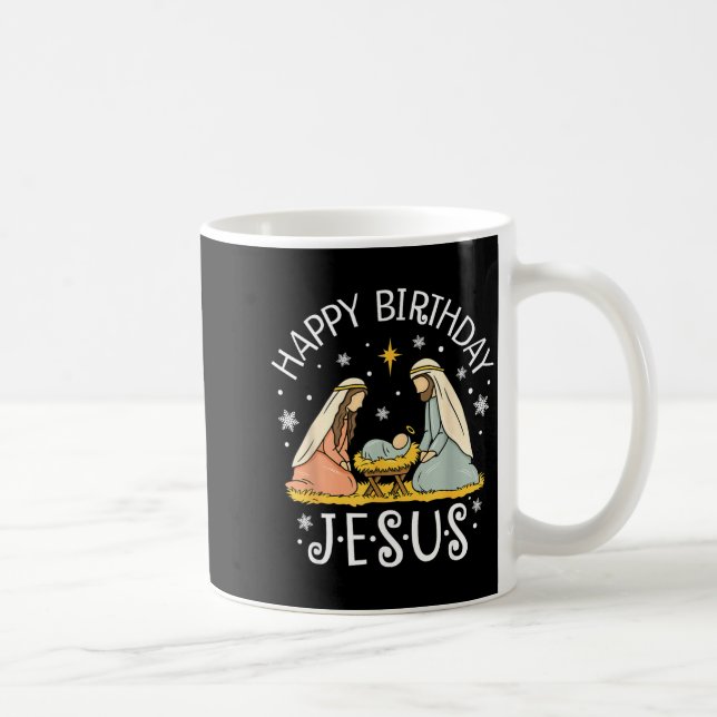 Caneca De Café Happy Birthday Jesus Ugly Christmas Sweater Christ (Direita)
