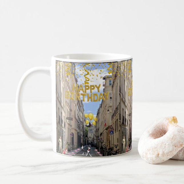 Caneca De Café Happy Birthday Mug Paris França (Com Donut)