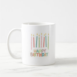 Caneca De Café Happy Birthday with Candles on 