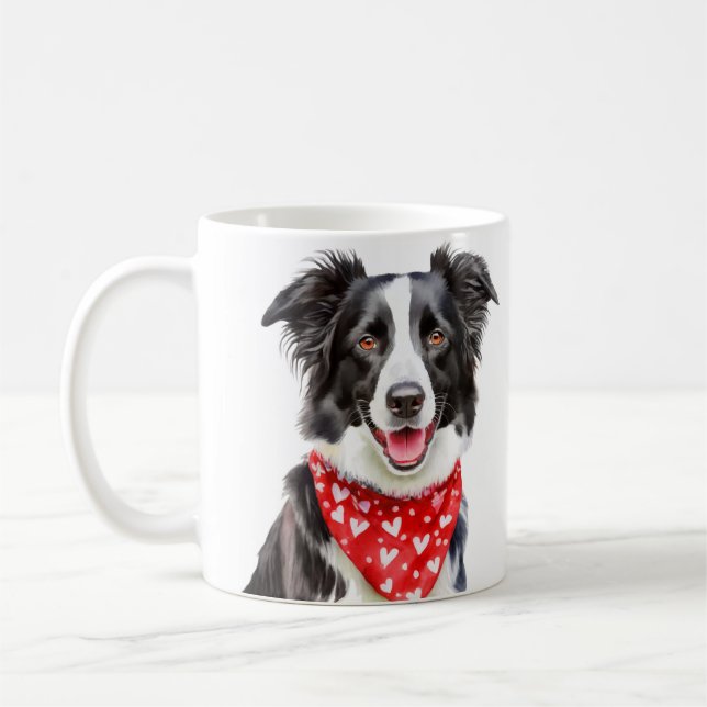 Caneca De Café Happy Border Collie Red Heart Bandana (Esquerda)