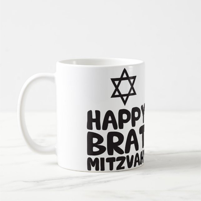 Caneca De Café Happy Brat Mitzvah (Bar / Bat Mitzvah) (Esquerda)