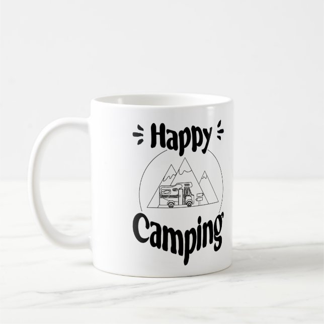 Caneca De Café Happy Camping - fröhliches cooles Grafikdesign (Esquerda)