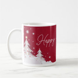 Caneca De Café Happy Christmas – Festive Holiday Ruby Red Mug
