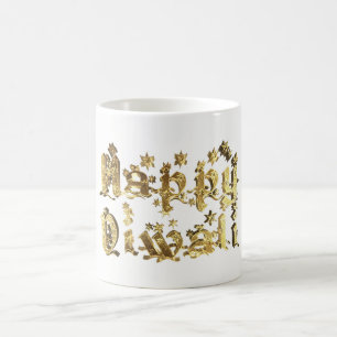 Caneca De Café Happy Diwali Decorative Stars Typografia Dourada