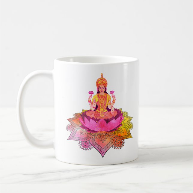 Caneca De Café Happy Diwali - Deepalavi Lakshmi Goddese 4 (Esquerda)