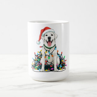 Caneca De Café Happy Dog Tangled in Christmas Lights T-Shirt