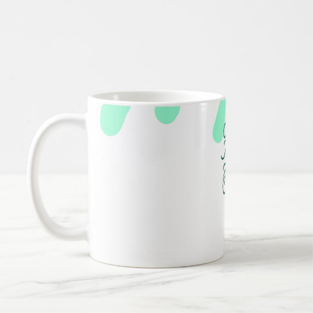 Caneca De Café Happy Easter green eggs pastel name date simple  (Esquerda)