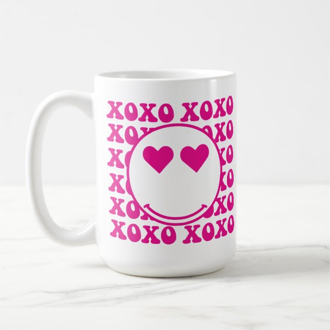 Caneca De Café Happy Face, xoxo, valentine, custom mug, cup (Esquerda)