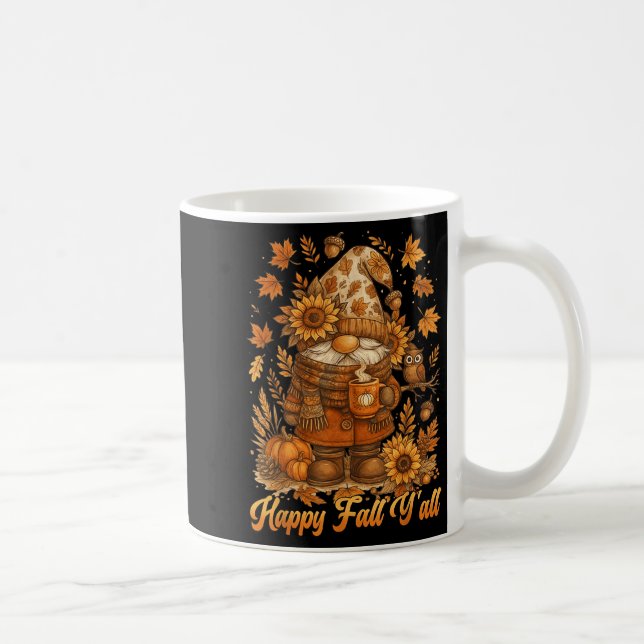 Caneca De Café Happy Fall Y'all Gnome Pumpkin Autumn Thanksgiving (Direita)