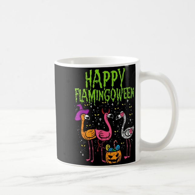 Caneca De Café Happy Flamingoween Y Flamingos Funny Halloween Cos (Direita)