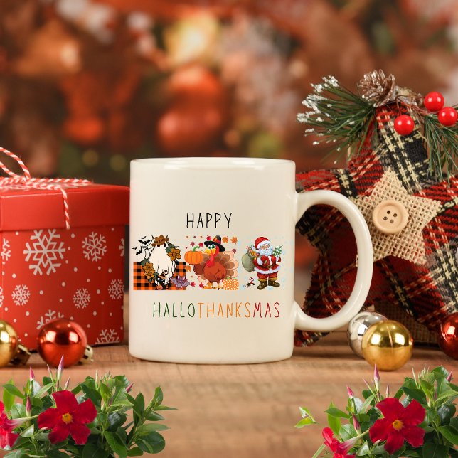 Caneca De Café Happy HalloThanksMas  (Criador carregado)