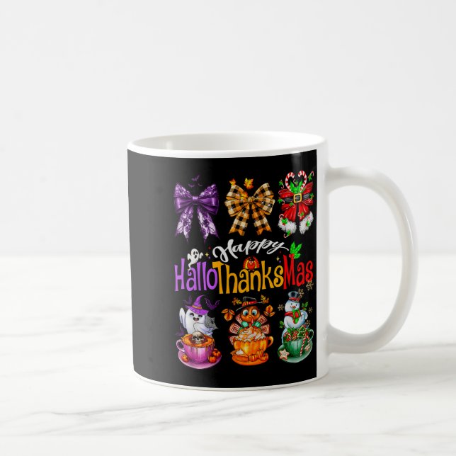 Caneca De Café Happy Hallothanksmas Coquette Bow Coffee Latte Can (Direita)