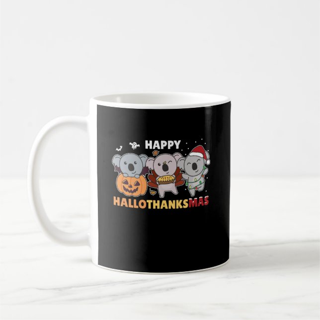 Caneca De Café Happy Hallothanksmas Koalas Christmas Koala (Esquerda)