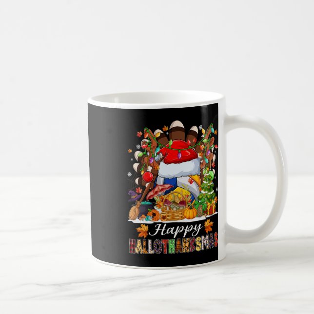 Caneca De Café Happy Hallothanksmas Voleibol Halloween Thanksgi (Direita)