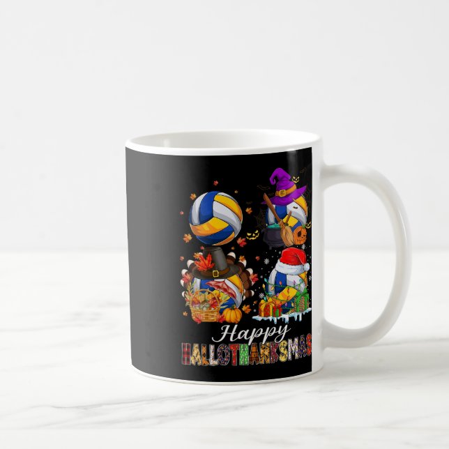 Caneca De Café Happy Hallothanksmas Voleibol Halloween Thanksgi (Direita)