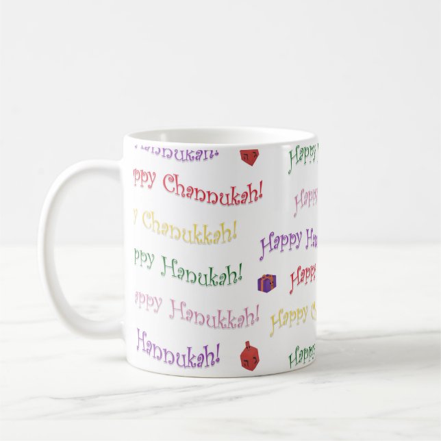 Caneca De Café Happy Hannukah Patterned (Esquerda)