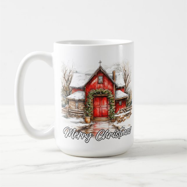 Caneca De Café Happy Holidays Decorative Country House (Esquerda)