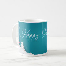 Happy Holidays – Festive Winter Aqua Blue Mug