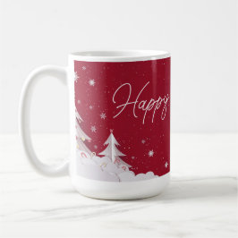 Caneca De Café Happy Holidays – Festive Winter Ruby Red Mug