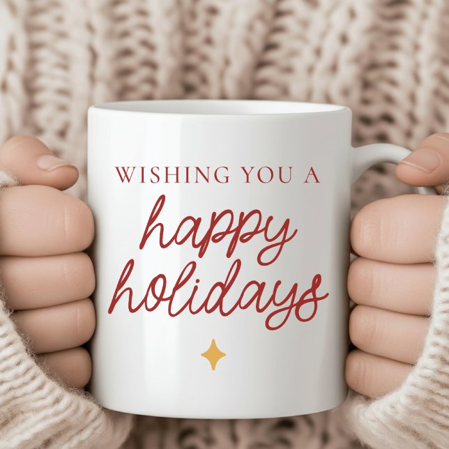 Caneca De Café Happy Holidays Mug Gift for Her, Him, Coworker (Christmas mug gift, holiday mug gift, wishing you happy holidays mug, merry christmas mug for her,)