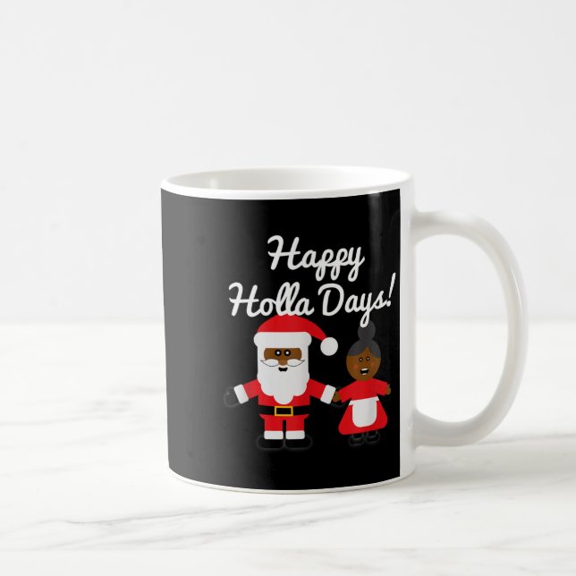 Caneca De Café Happy Holla Days Santa And Mrs Claus Black Christm (Direita)