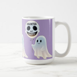 Caneca De Café Happy Kawaii Ghost with Skull Balloon