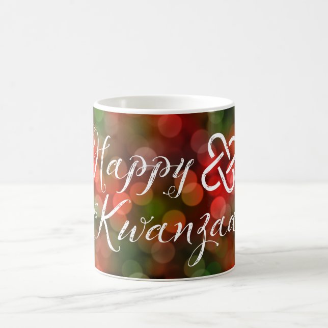 Caneca De Café Happy Kwanzaa Bokeh Umoja Lights (Centro)
