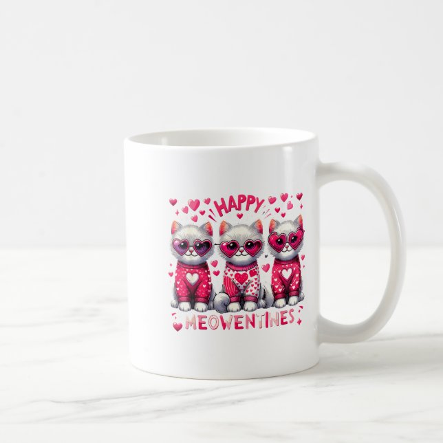 Caneca De Café Happy Meowentines Cute Valentine Cats Love Cat Mem (Direita)