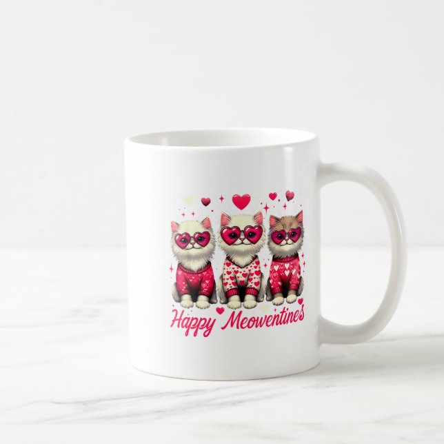 Caneca De Café Happy Meowentines Cute Valentine Cats Love Funny C (Direita)