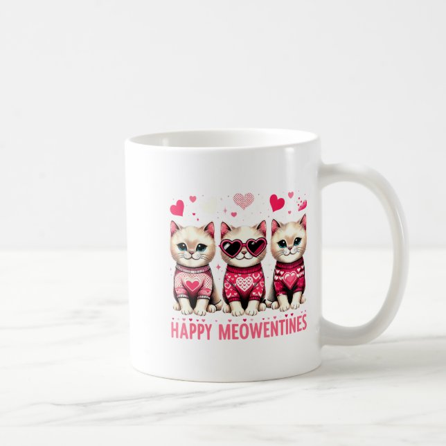 Caneca De Café Happy Meowentines Cute Valentine Cats Love Funny M (Direita)