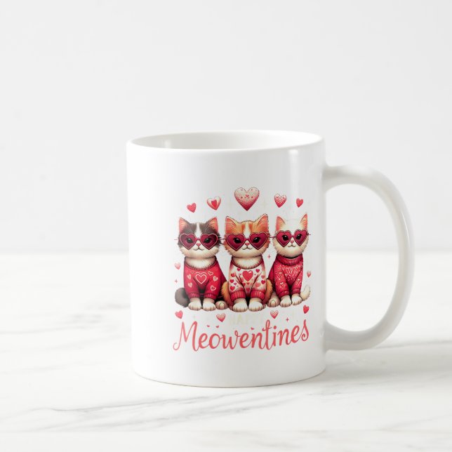 Caneca De Café Happy Meowentines Funny Cute Valentine Cats Love C (Direita)