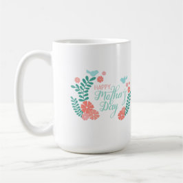Caneca De Café Happy mother's day, blue and pink floral