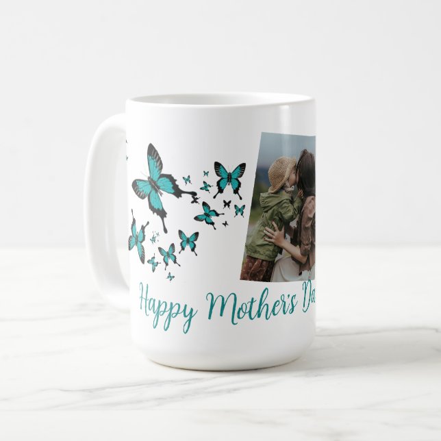 Caneca De Café Happy Mother's Day Butterfly Cute Photo  (Frente Esquerda)