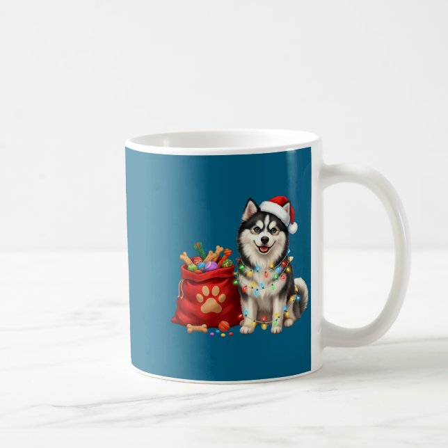 Caneca De Café Happy Msky Christmas Lights Dog Mom Msky  (Direita)