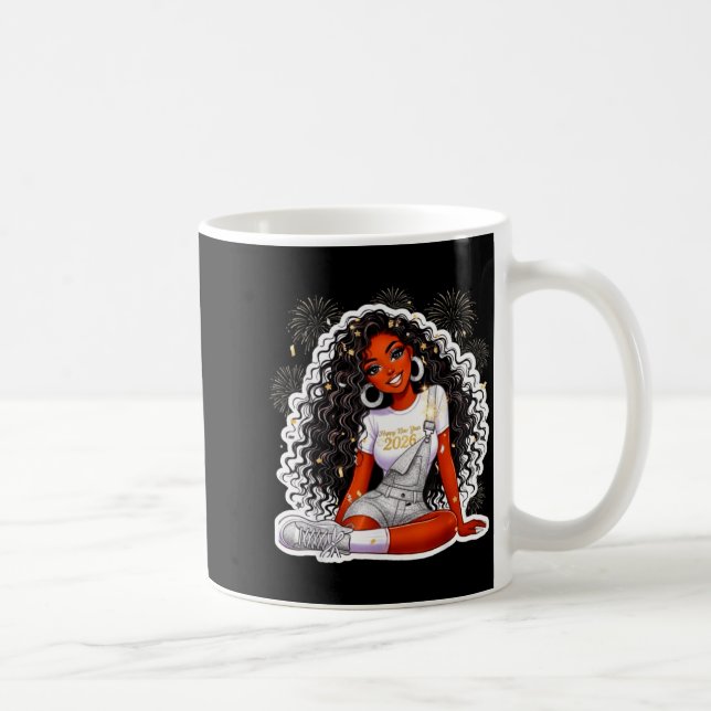 Caneca De Café Happy New Year 2026 Black Girl Magic Melanin  (Direita)