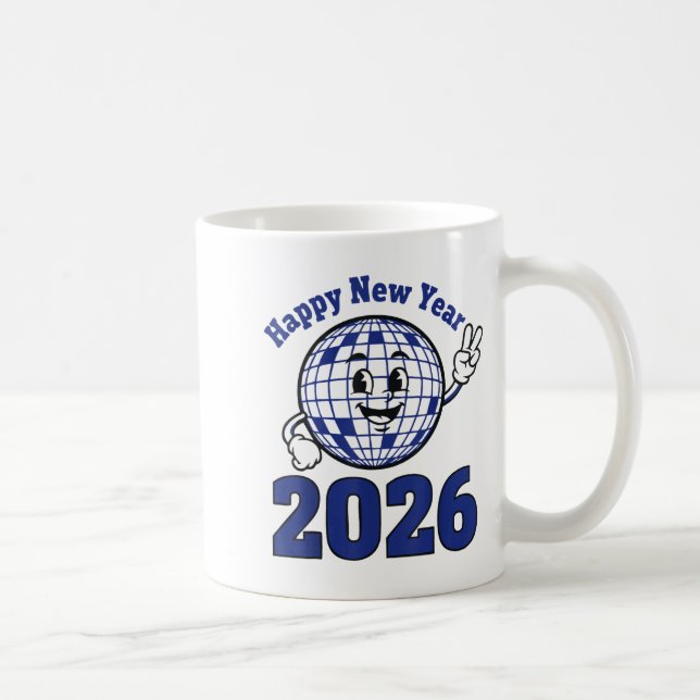 Caneca De Café Happy New Year 2026 Celebration Design  (Direita)