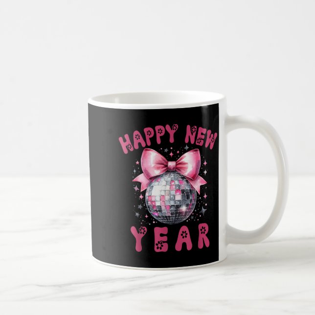 Caneca De Café Happy New Year 2026 Coquette Nk Bow Disco Ball Wom (Direita)