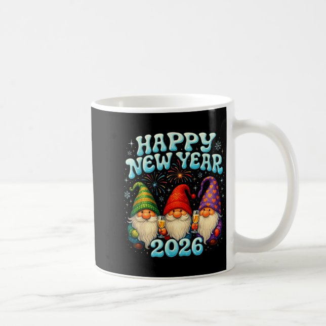 Caneca De Café Happy New Year 2026 Cute Gnome Party Gift  (Direita)