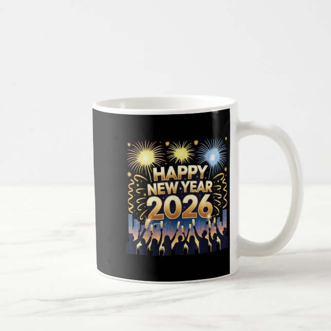 Caneca De Café Happy New Year 2026 Fireworks Party Celebration  (Direita)