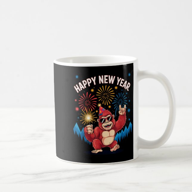 Caneca De Café Happy New Year 2026 Funny Kids Bigfoot Lovers Part (Direita)