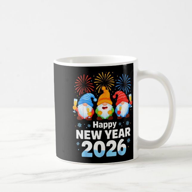 Caneca De Café Happy New Year 2026 Gnome With Fireworks And Champ (Direita)