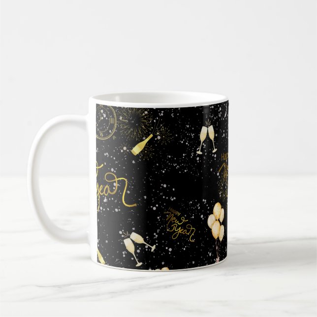 Caneca De Café Happy New Year 2026 Seamless Pattern (Esquerda)