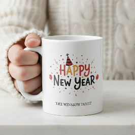Caneca De Café Happy New Year Mug Personalized Family Name custom